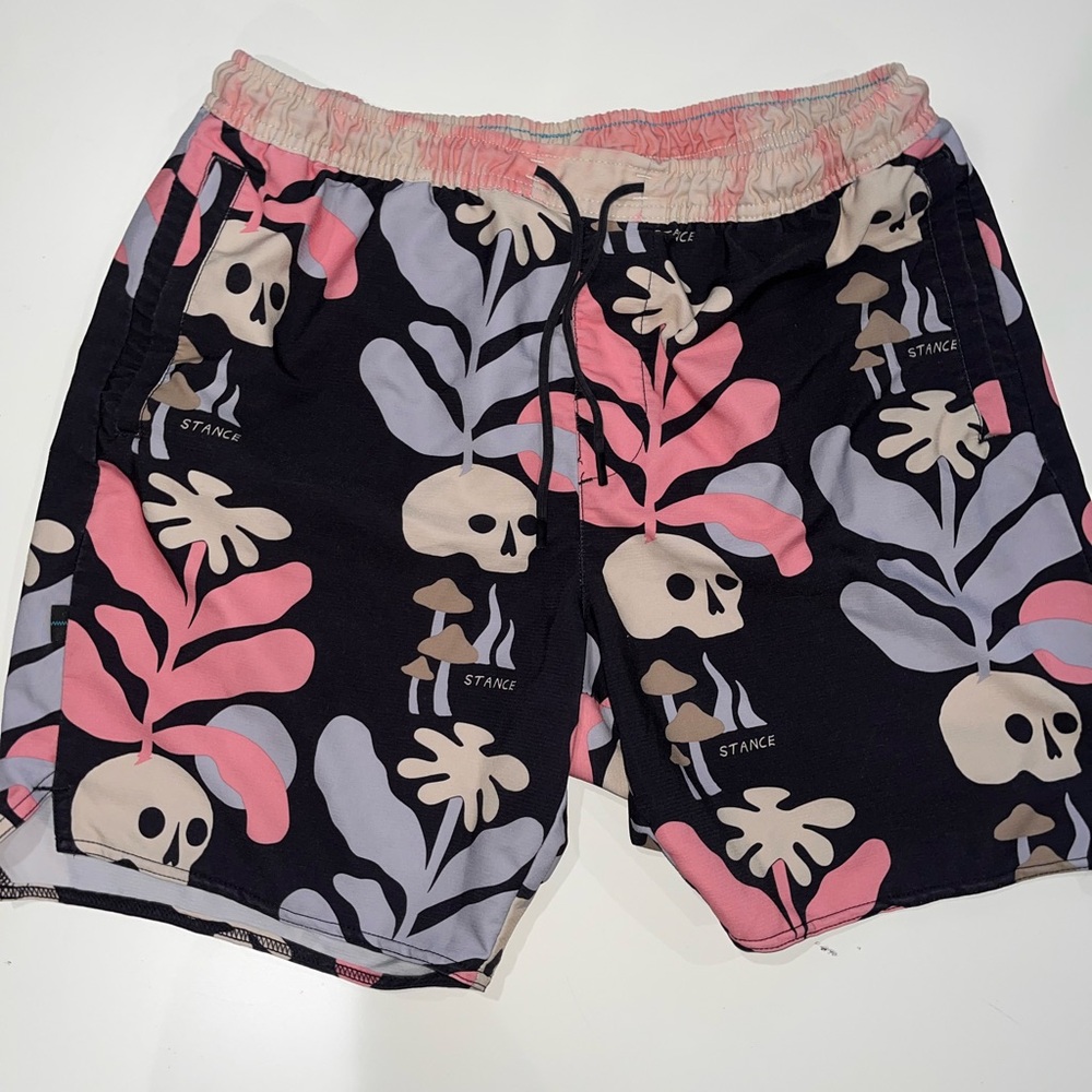 Stance Black and Pink Athletic Skull Shorts